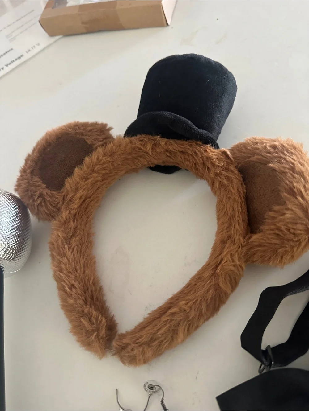 FREDDY Plush Brown Bear Headband Costume Set with Black Bow Tie and Accessory